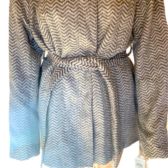 Grey Chevron Coffeeshop Belted Womens Wrap Coat XL - Picture 2 of 9